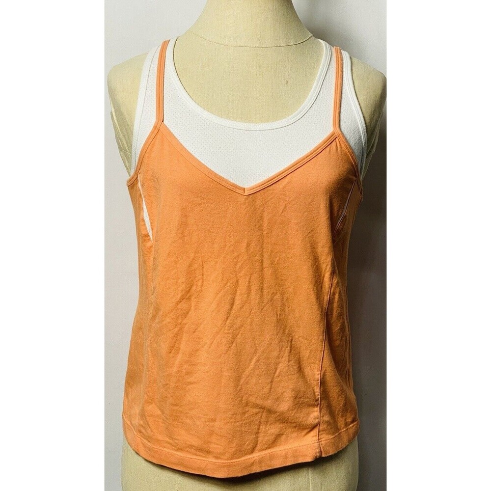 SJB Active Tank Top With Bra Support Size L Orange/white